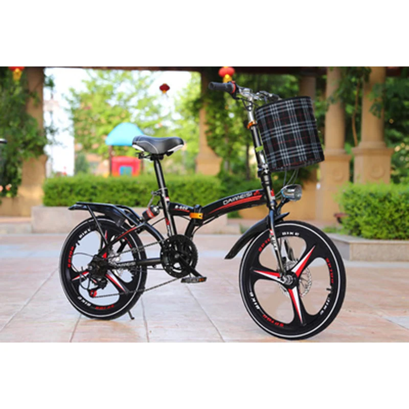 Free shipping  Folding Bicycle 20-Inch Variable Speed Grid Disc Brake For Adults With Men And Women Super-Light St