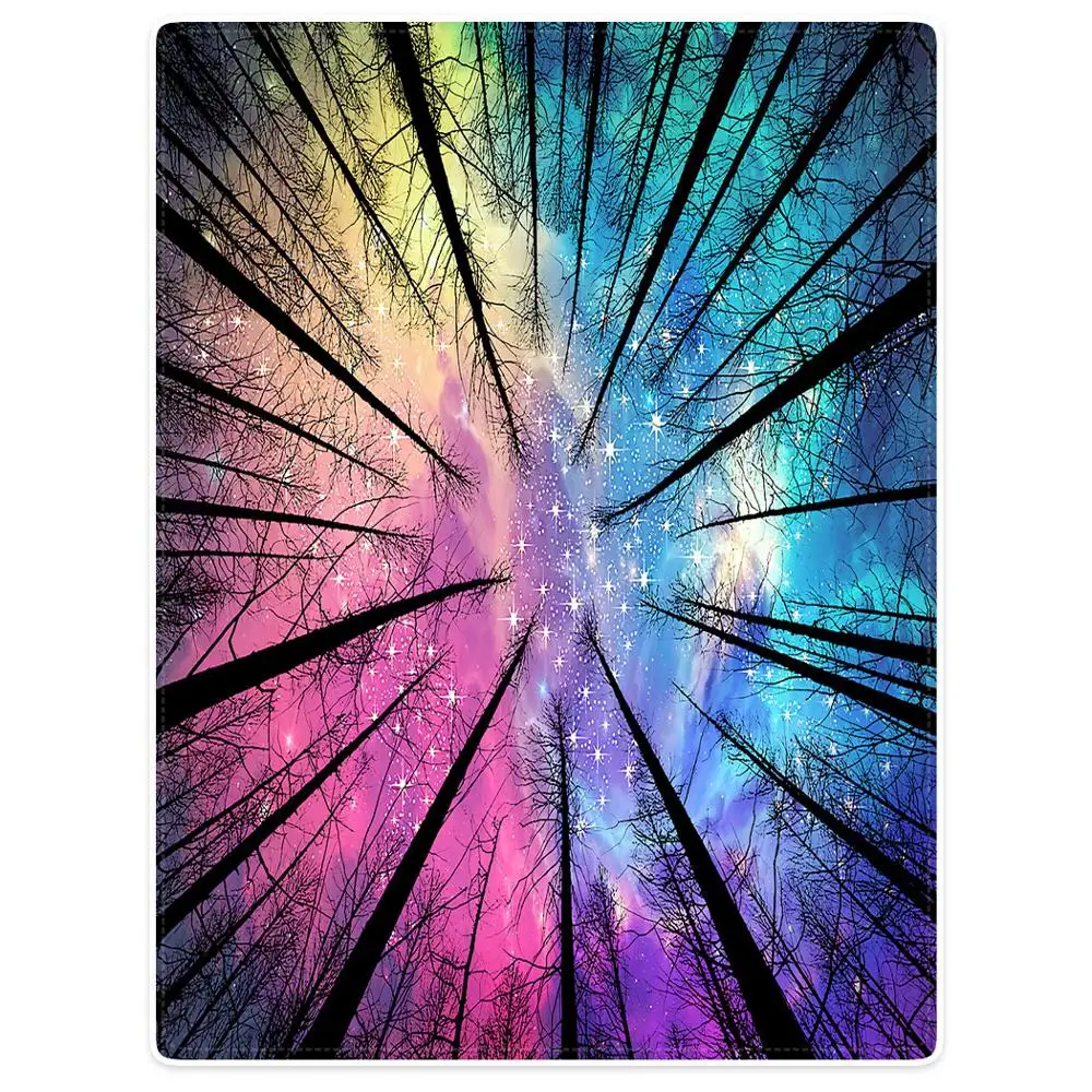 

Blankets Cobertor Warmth Soft Plush Deep Spooky Forest Branches Cosmos Galaxy Stars Sofa Bed Throw a Blanket Plaid