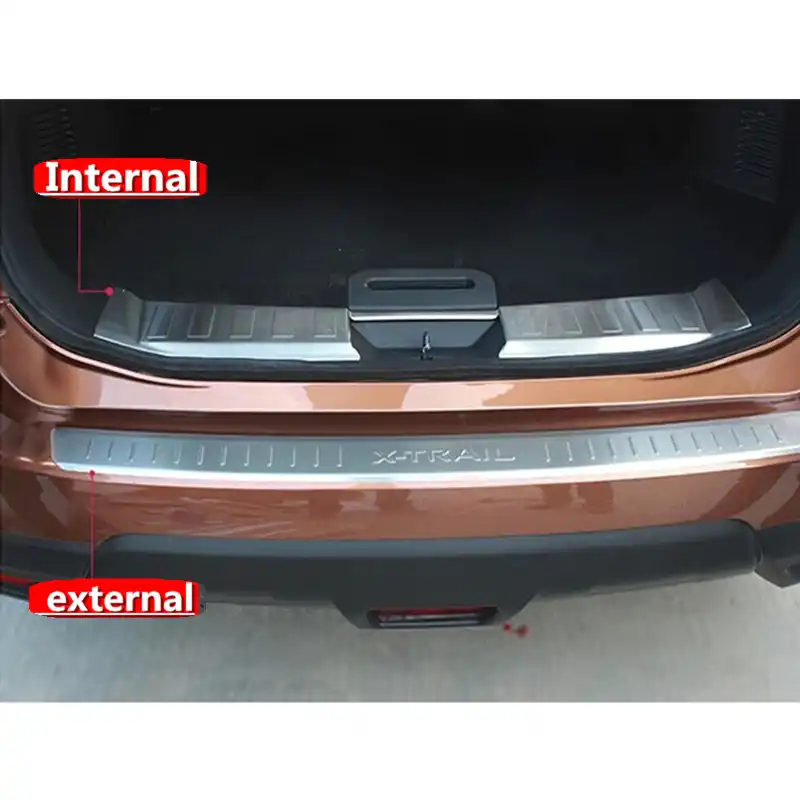 for NISSAN X-TRAIL T32 2014-2017 Stainless Steel CHROME Rear Bumper Protector Sill Scratch Guard Cover
