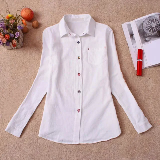 camisa blanca de botones mujer