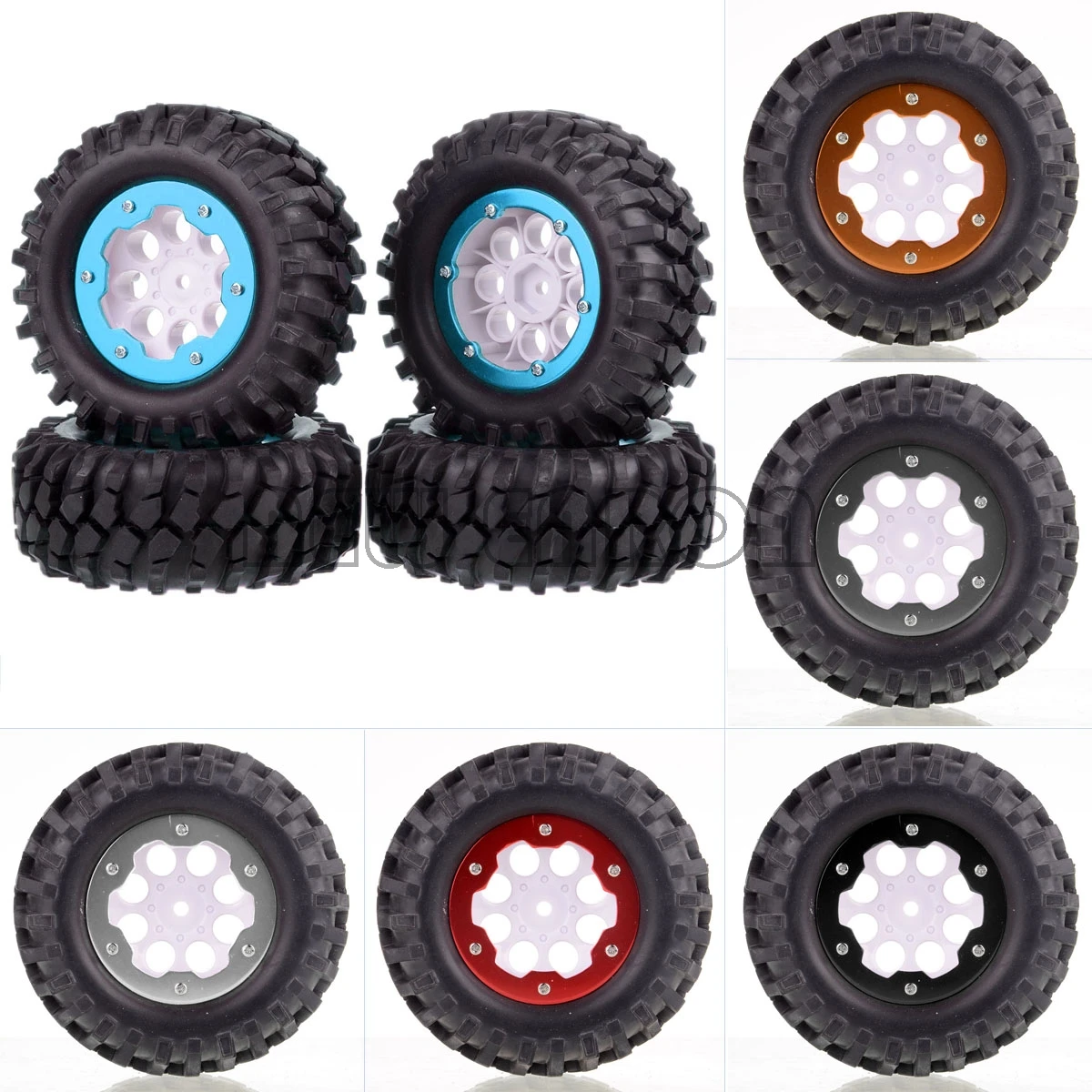 

NEW ENRON 4xRC 1:10 Rock Crawler Beadlock White Wheel Rim & 96mm Tyre 4030-7006 SCX10 CC01