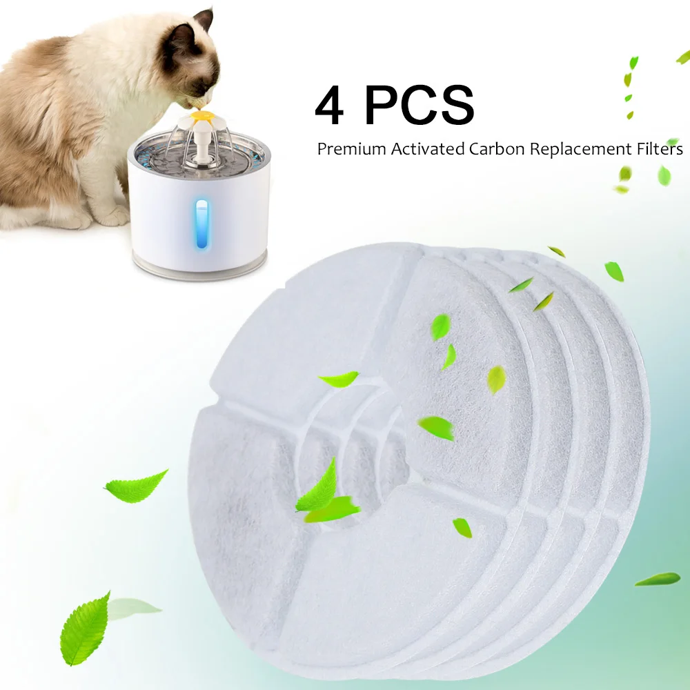 

4 pcs/lot Activated Carbon Filter For 2.4L Automatic Cat Water Fountain Water level Window LED Electric Mute Water Feeder