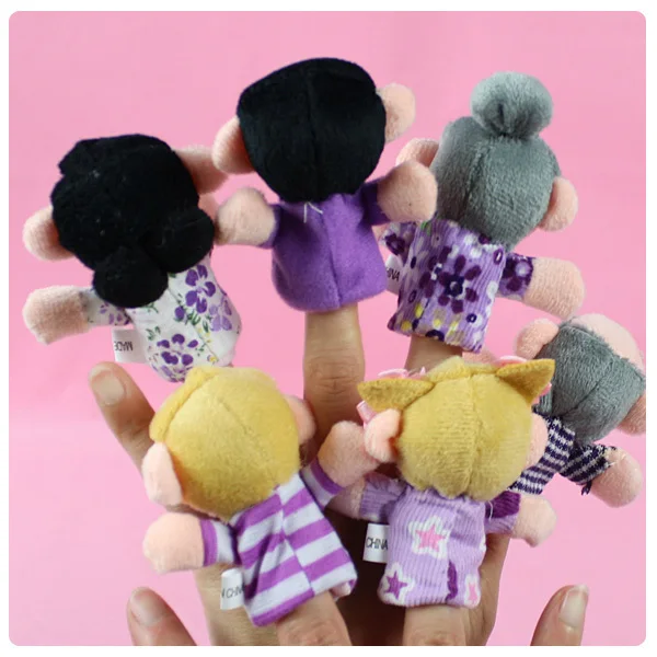 6 шт./партия куклы семья пальчиков плюшевая ткань детские пальчиковые Ручные куклы игрушки перчатки-куклы