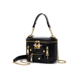 

2019 European fashion simple box women's designer handbag PU high quality leather single shoulder slant straddle bag qq509