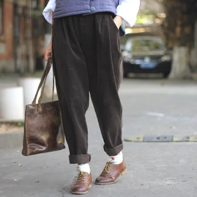 /зимние штаны Pantalon Femmes, штаны-шаровары, широкие штаны, повседневные свободные длинные штаны для женщин, плотные вельветовые штаны - Цвет: 4