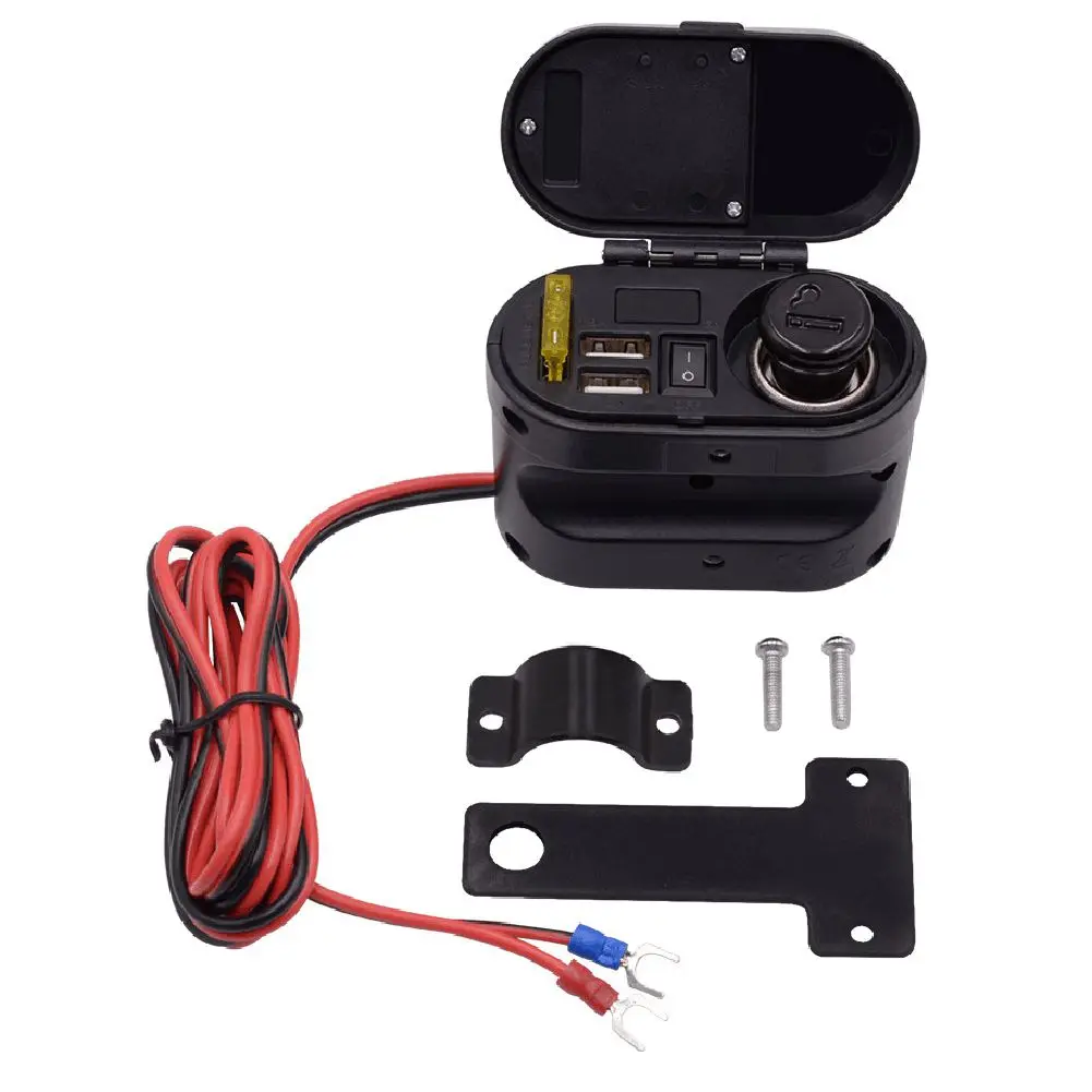 Motorcycle Waterproof Charger Power Socket 5V 3.1A Dual USB Outlet