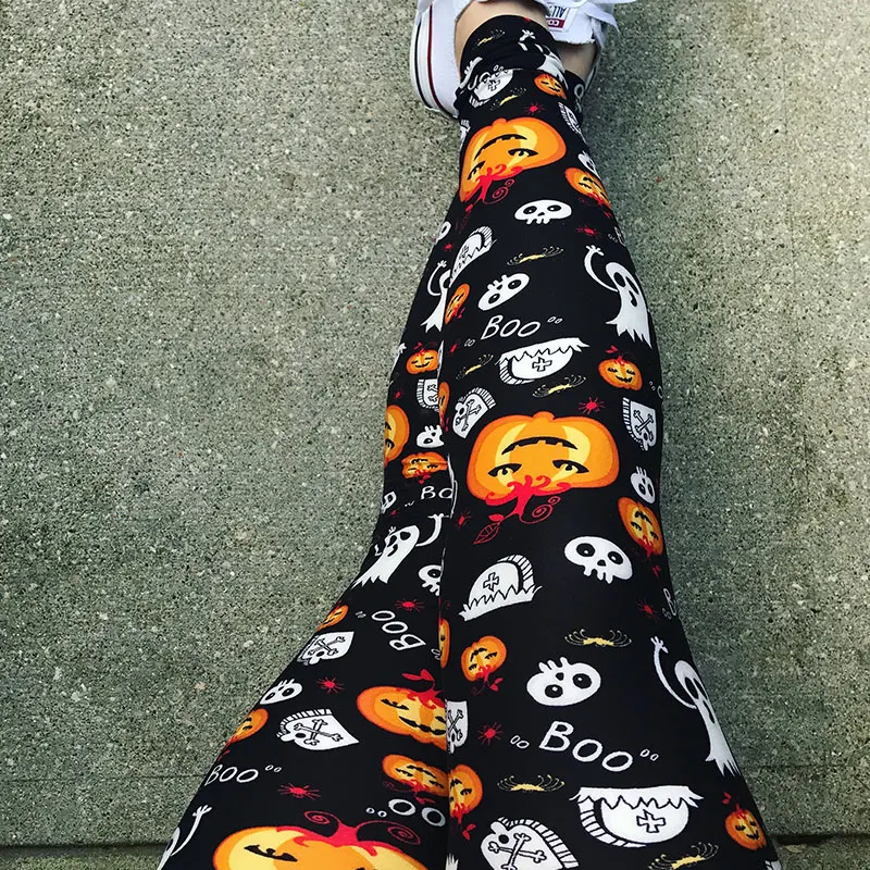 Halloween Women Leggings Pumpkin Ghost Skull Boo Print Female Leggings