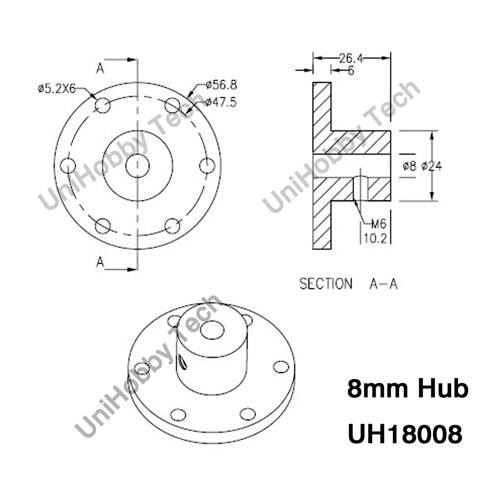 UniHobby 6 мм/8 мм/10 мм/12 мм/16 мм Муфта вала двигателя Mecanum колеса вала двигателя ступицы Omni вала колеса алюминиевые универсальные втулки - Цвет: 8mm