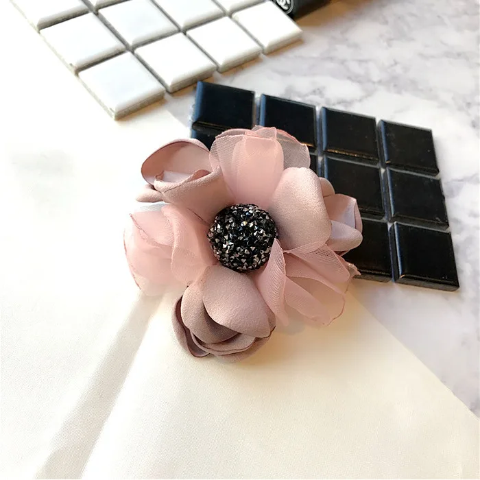 أنا-Remiel النسيج كريستال كبيرة زهرة بروش دبوس للنساء قميص شال سترة دعوى مجوهرات القماش الفن Camisas موهير اكسسوارات