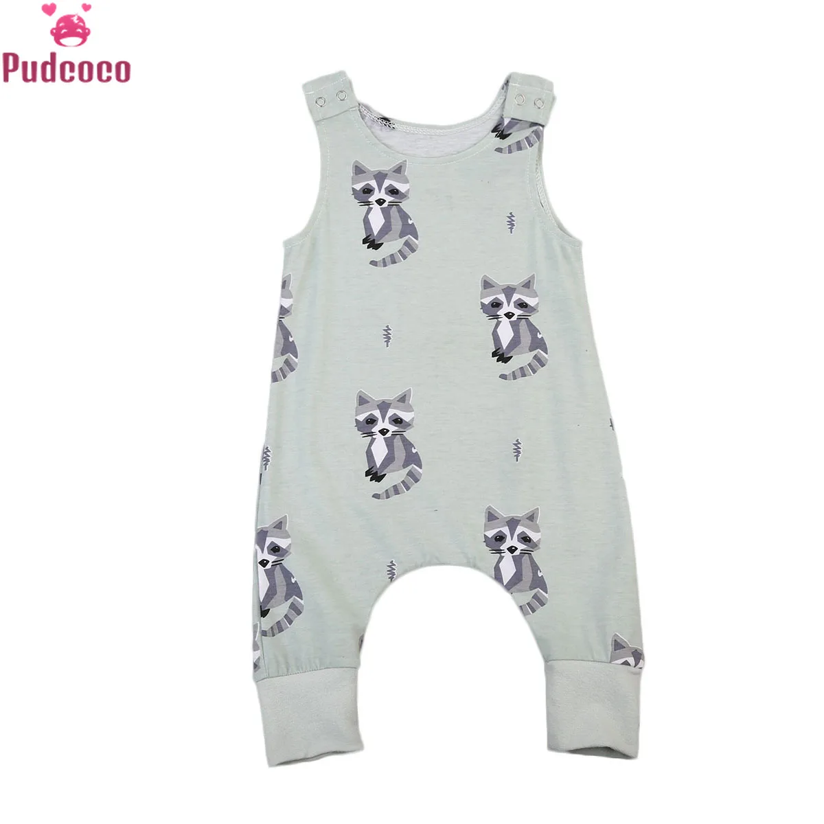 

Pudcoco Newborn Clothes Infant Baby Boy Girl Jumpsuit Sleeveless Romper Print Fox Pattern Baby Onesie Summer Clothing