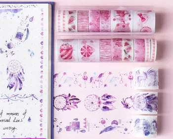 

500packs,8pcs/pack Ocean Stars Wisteria Floral Cute Paper Masking Washi Tape Set Stationery Kawaii Scrapbooking Supplies Sticker