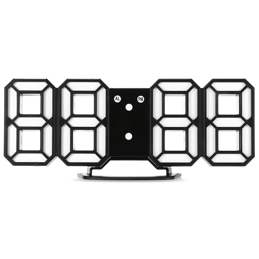 3D LED Wall Clock Modern Digital Alarm Clocks Display Home Kitchen