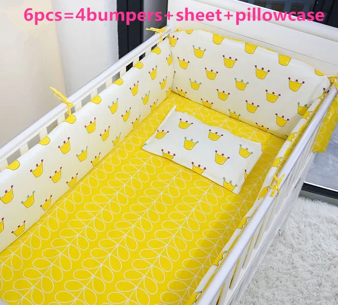 

Promotion! 6PCS 100% cotton crib bedding kit baby bedding set piece bedding ,include(bumpers+sheet+pillow cover)