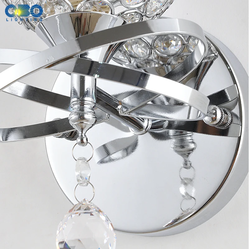 Современная хрустальная настенная лампа для фойе серебристая/Золотистая