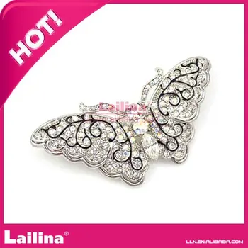 

Elegant butterfly Alloy silver rhinestone brooch for wedding free shipping