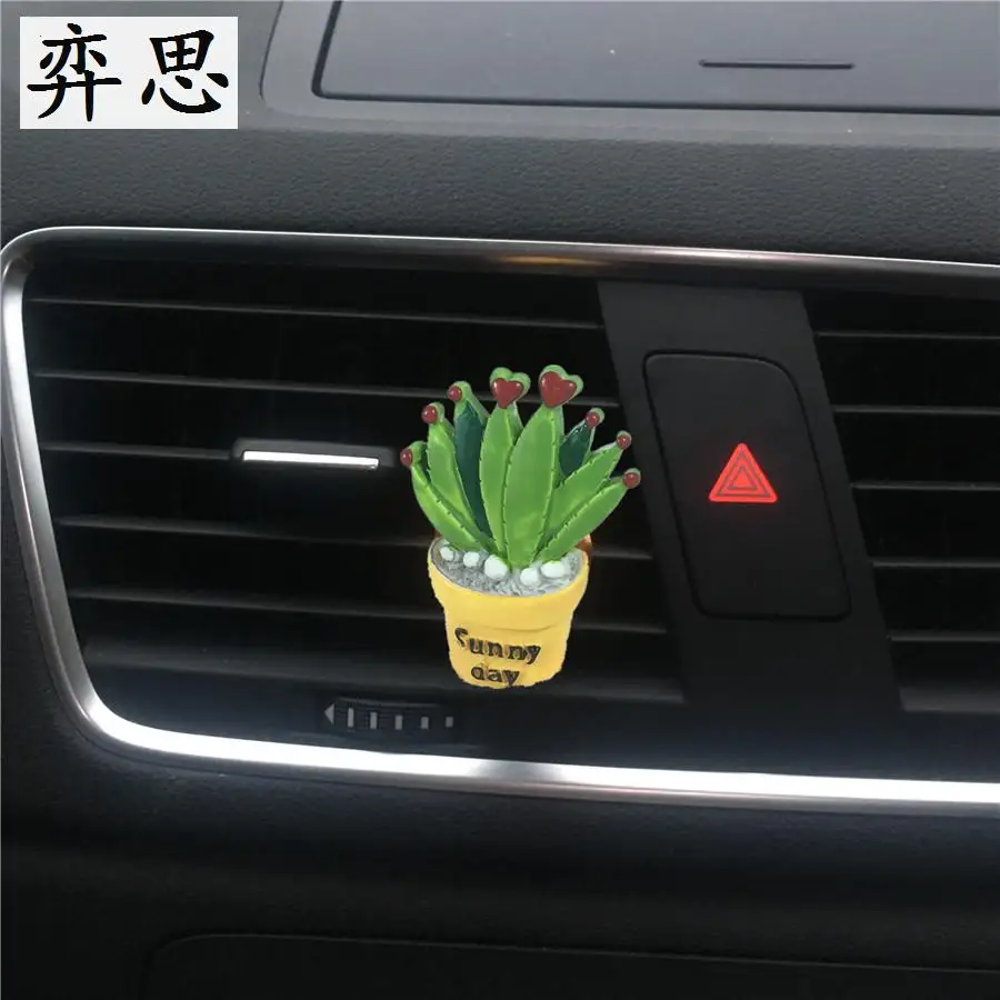 Lovely plastic potted plants Auto air freshener perfume clip Delicate