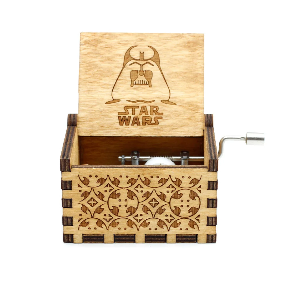 New Carved Queen Music Box Star Wars Game of Throne Castle In The Sky Hand Cranked Wood Music Box Christmas Gift - Цвет: Star War