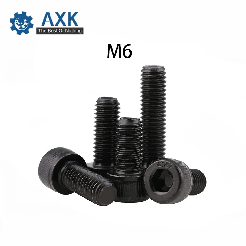 

DIN912 Metric Thread M6 Black Grade 12.9 Alloy Steel Hex Socket Head Cap Bolts Round M6*(8/10/12/14/15/16/18/20/22/25/30~100) mm