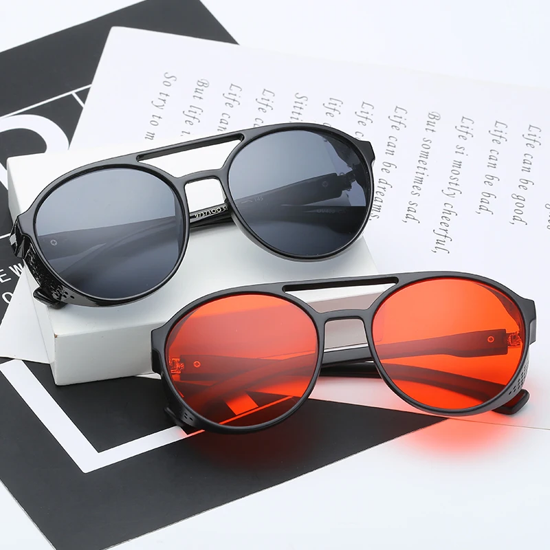 LongKeeper женские солнцезащитные очки в стиле стимпанк для мужчин ретро-очки Круглый очки пара панк Винтаж модные очки Óculos de sol