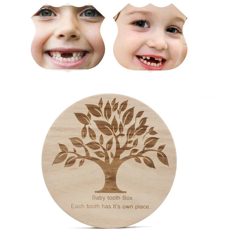 

Kids Tooth Box Organizer Baby Save Milk Teeth Wood Storage Box