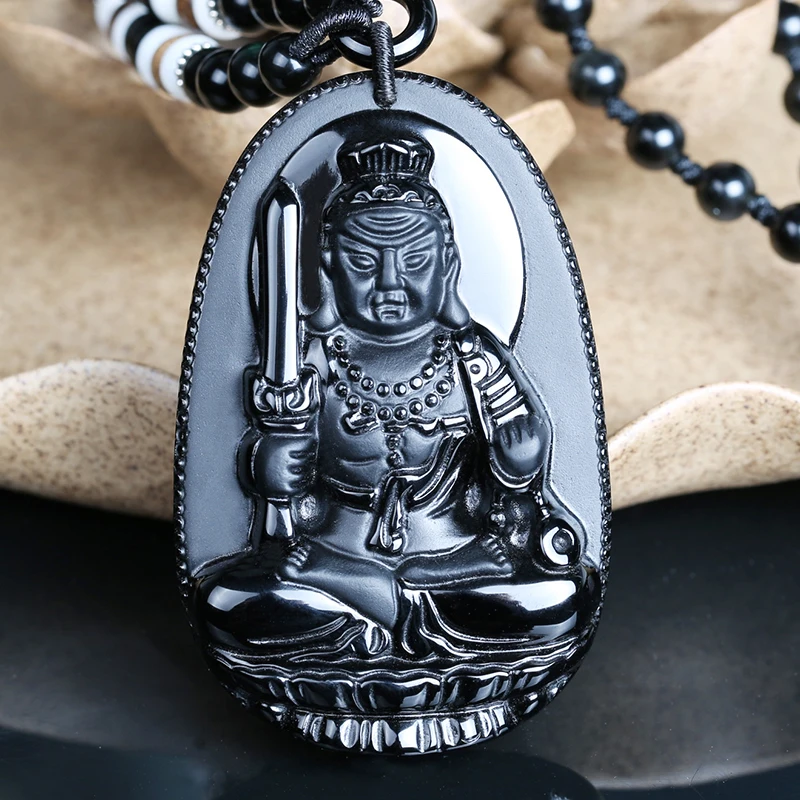 

Belwide Obsidian Obsidian Necklace eight patron Rooster natal Buddha Fudo pendant light