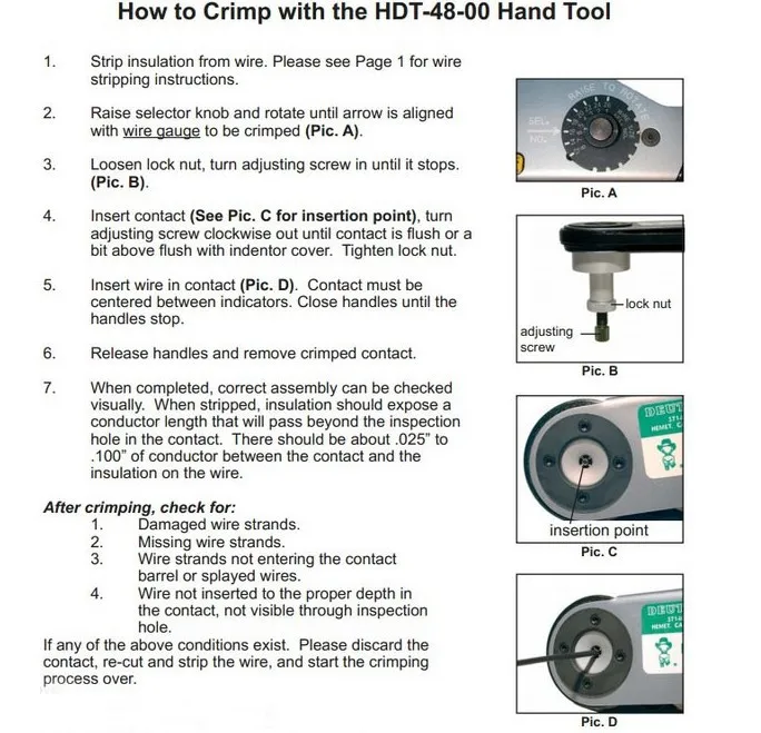 HDT-48-00 Deutsch твердый баррель универсальный ручной обжимной инструмент для AF-8 DMC Обработанные контакты Amphenol Deutsch РАЗЪЕМ терминал