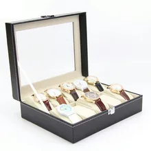 10 сеток из искусственной кожи чехол для часов профессиональный держатель Органайзер для часов ювелирные изделия коробки Чехол Дисплей Коробка для хранения