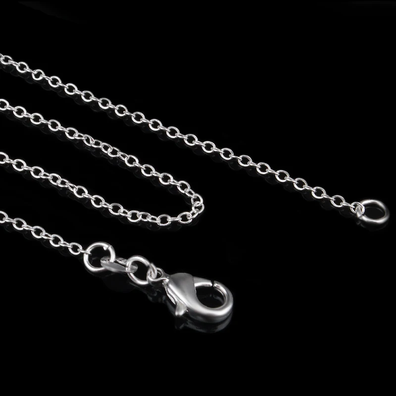Wholesale 50pcs/Lot Silver Color 1mm Link Rolo Chain Necklace 16