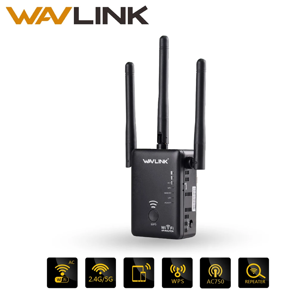 Wavlink AC750 wifi ретранслятор/маршрутизатор двухдиапазонный wifi расширитель диапазона wifi усилитель сигнала с тремя внешними антеннами 802.11a/b/n