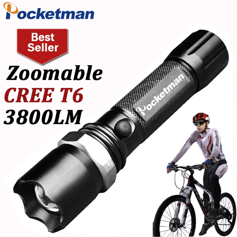 

3800Lumens FT17 CREE T6 Led Flashlight Torche Led Torch Zoomable Waterproof Tactical Flashlight lanterna Camping Hiking