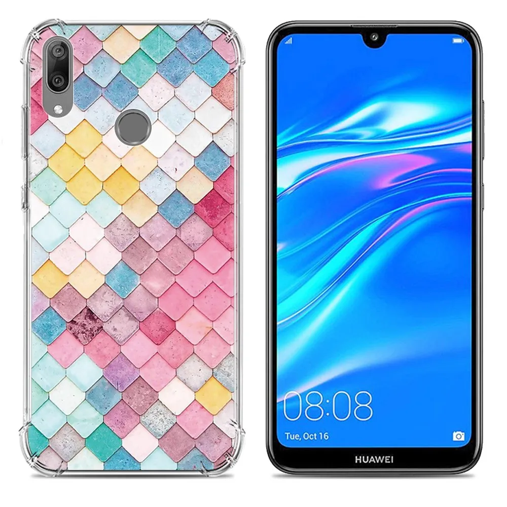KHW2079B_1_JONSNOW Soft Case for Huawei Y7 2019 Colorful 10 Patterns Silicone Case for Y7 Prime 2019 6.26 inch Anti-knock Protect Phone Cover