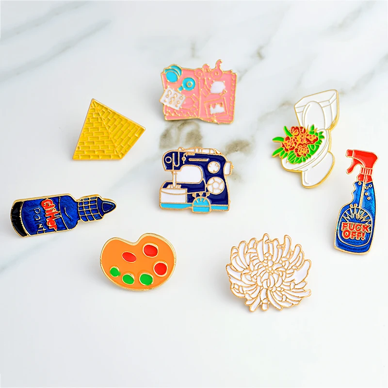 

Toilet Flower Sewing machine Palette Pyramid Paint Hand tools detergent Daily supplies pins and brooches Badges Lapel pin