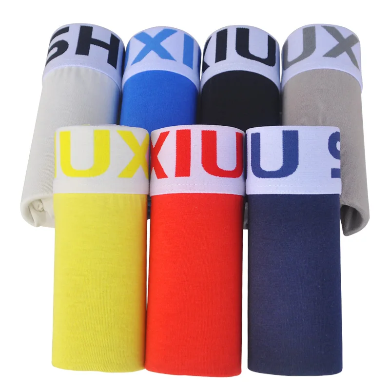 

DEWVKV Cotton Underwear for Boxer Shorts 7PCS/lot Solid Color Comfort Breathable Sexy Underpants Men Boxer Shorts Pants Underwea