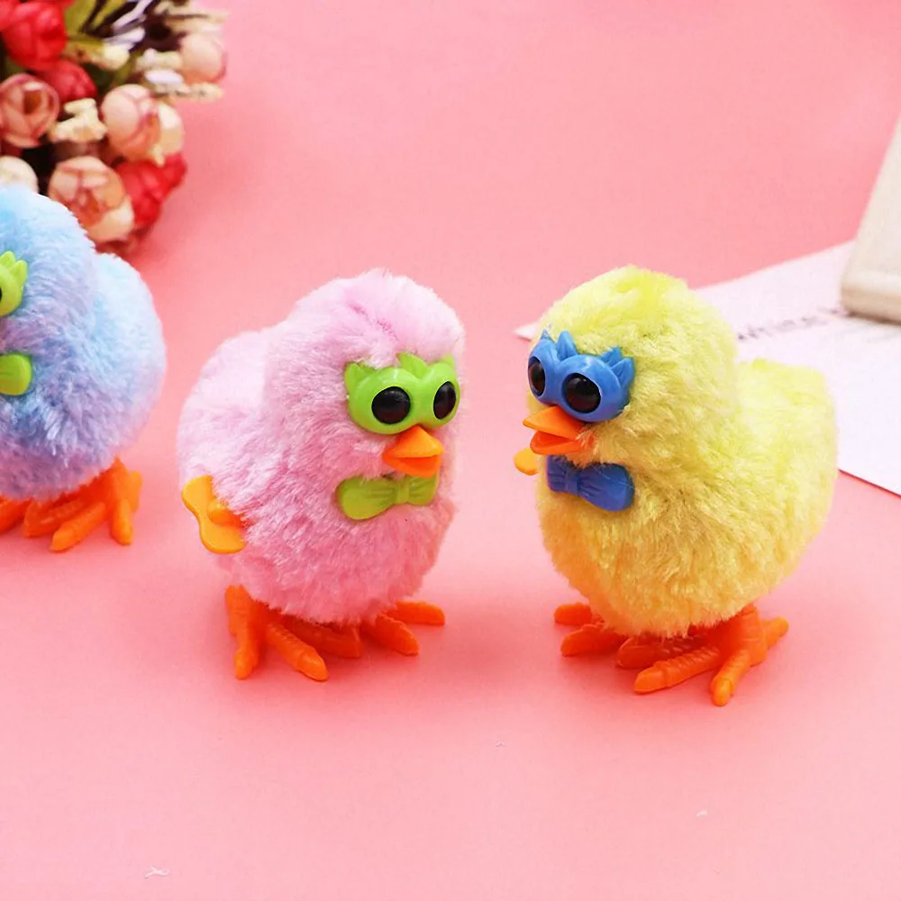 Мультфильм плюшевые винтажные заводные очки курица детские игрушки для детей ходьба прыгающий цыпленок сюрприз день рождения случайный цвет