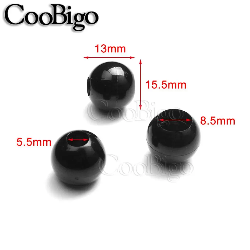 Dia. 5.5mm Black 100 шт dia.3.5 мм~ 7 мм отверстие пластиковый шнур концы Фиксатор с бусинами эластичный веревочный банджи мяч черный и белый - Цвет: Dia. 5.5mm Black
