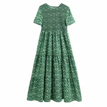 Fashion 2019 Short Sleeve O Neck Floral Print Long Dress Elastic Chest High Waist Vintage Pleated Dress Casual Beach Dress Fashion 2019 Short Sleeve O Neck Floral Print Long Dress Elastic Chest High Waist Vintage Pleated Dress Casual Beach Dress