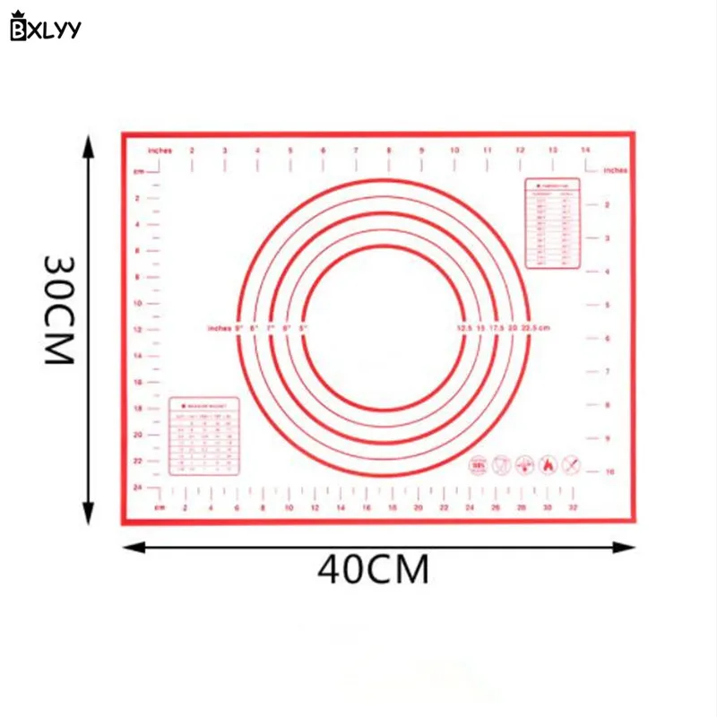 BXLYY силиконовый коврик для выпечки с шкалой высокой температуры антипригарная выпечка коврик Инструменты для выпечки Кухонные аксессуары для приготовления пищи Dumplings.7z - Цвет: red-40x30cm