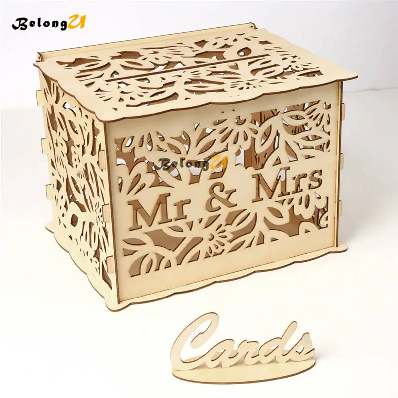 

DIY Vintage Wedding Table Decor Well Money Box Envelope Wood Wedding Card Box Holder Keepsake Boxes Gift Wooden Party Decoration