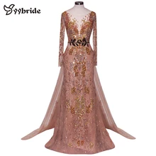 YYbride дизайн совок шеи Русалка длиной в Пол Вечерние платья с открытой спиной v-образным вырезом Роскошные Кружева Бисероплетение пояса знаменитости платья