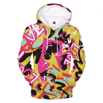 

Hot selling 3D Graffiti Hooded Sweatshirt Male And Female Cool Popular Hooides Anime Print Sweatshirts Lovely Funny Hoodies