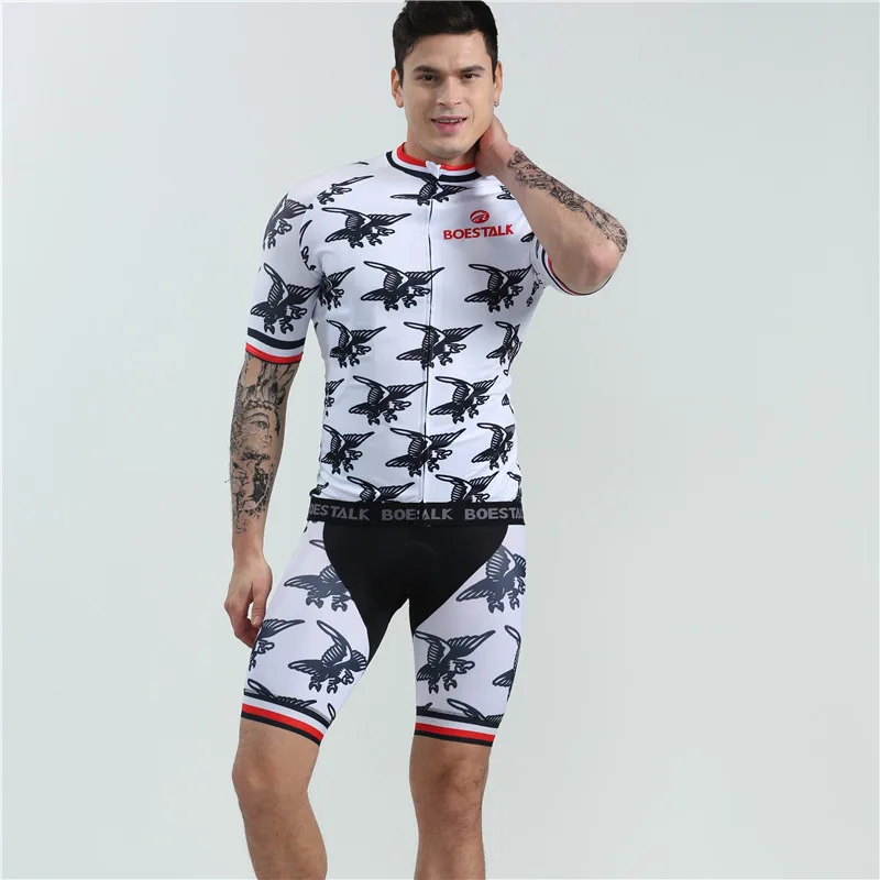 

Men white eagle triathlon suit bretelle ciclismo 2019 cycling team bike jersey set hombre breathable cycling clothes bicicleta