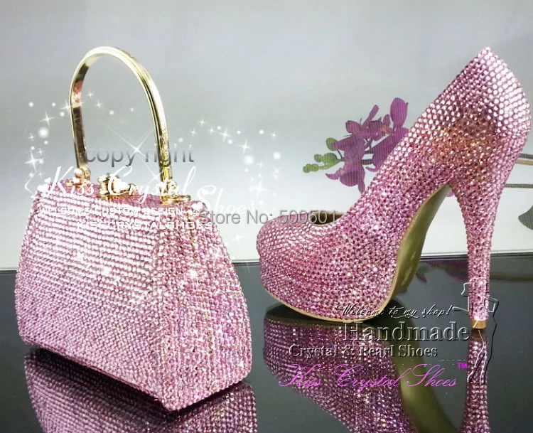 Buy PINK WOMEN PUMPS HIGH HEELS bling CRYSTAL PINK