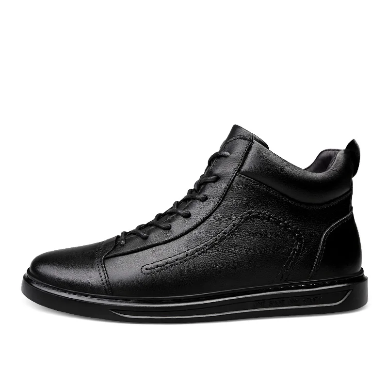 CLAX мужские ботинки из натуральной кожи осенние мужские кожаные сапоги мужские короткие прогулочные ботинки ручной работы - Цвет: Black-1
