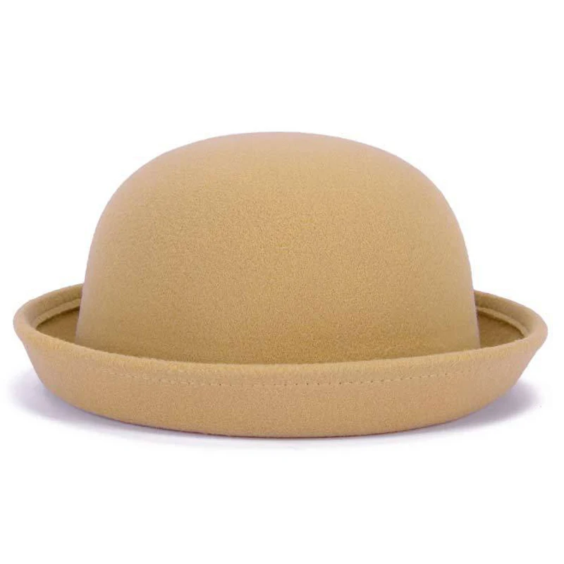 Модная шляпа-котелок для родителей и детей, шерстяная фетровая шляпа для женщин и девочек, детская однотонная официальная шапка Трилби сомбреро Дерби