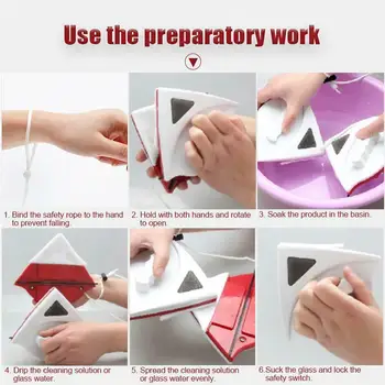 

Double-Sided Window Glass Wiper Surface Magnetic Cleaning Brush Tools Useful Cleaner BDF99