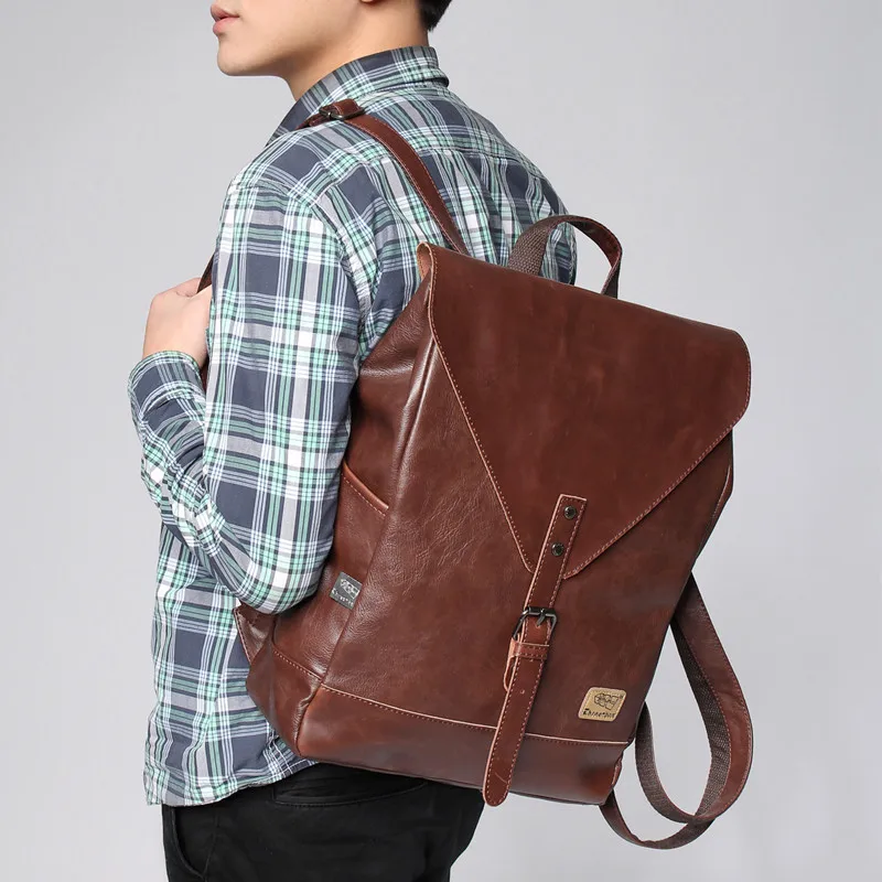 Mochila De Cuero Vintage de gran capacidad de tres cajas para hombres, Mochila escolar de moda, bolsa sólida de viaje, Mochila para hombres, mochilas para ordenador portátil Mochila De Cuero Vintage de gran capacidad de tres cajas para hombres, Mochila escolar de moda, bolsa sólida de viaje, Mochila para hombres, mochilas para ordenador portátil