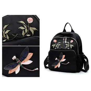 

Simple National Wind Diamond Dragonfly Embroidery Traditional Craft Oxford Bag Shoulder Bag AB@W3