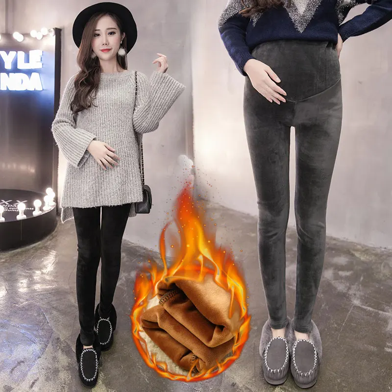 

3011# Thicken Warm Velvet Maternity Pants Winter Fashion Sports Casual Pants Clothes for Pregnant Women Pregnancy Trousers