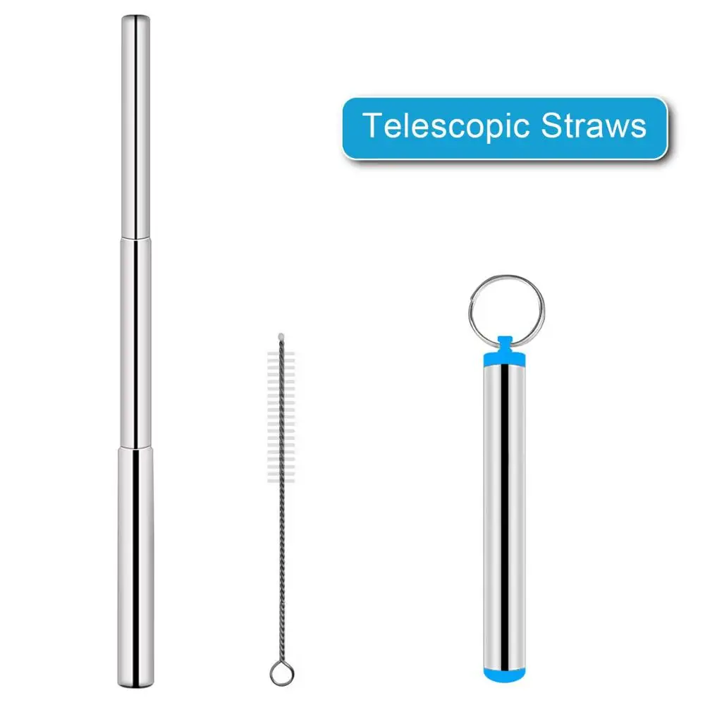 Coffee Cocktail Three-Section Adjustable Telescopic Straight Straw Set with Cleaning Brush for Water XINYUWIN Reusable Stainless Steel Straws Milk Cold and Hot Drinks 