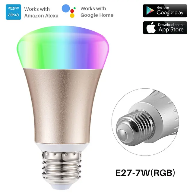 Smart Bulb WiFi E27 RGB Dimmable LED Lamp Phone App Remote Control Voice Control Works With Amazon Alexa and Google Home